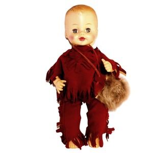 12" 60s Rare Vintage Horsman Boy Frontiersman Doll Dressed in Leather